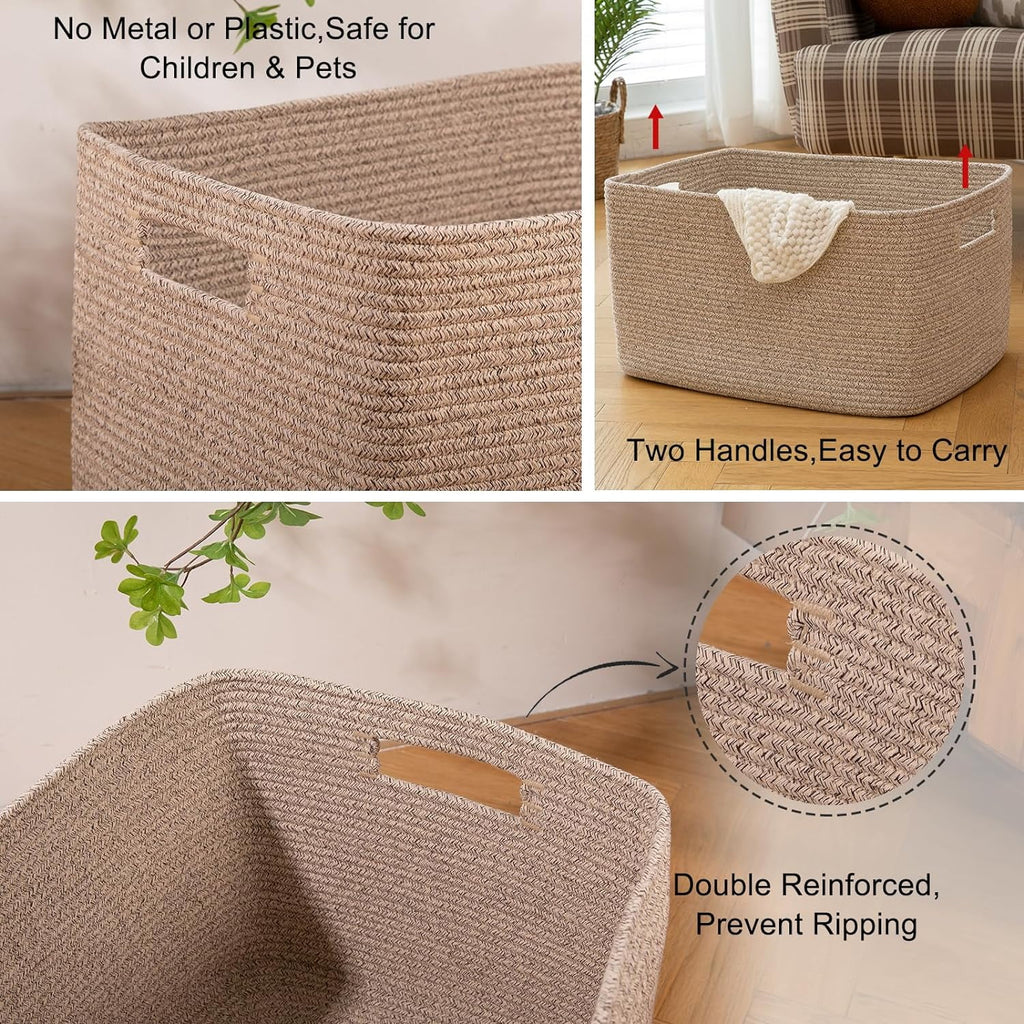 118L XXXLarge Cotton Rope Storage Basket Oversized Blanket Basket Used for Organizing Dirty Clothes in Living Room Bedroom Nursery Dog Toy Storage Bins 25" x 17" x 16",Grey – Practical Home Organization with a Practical Everyday Design