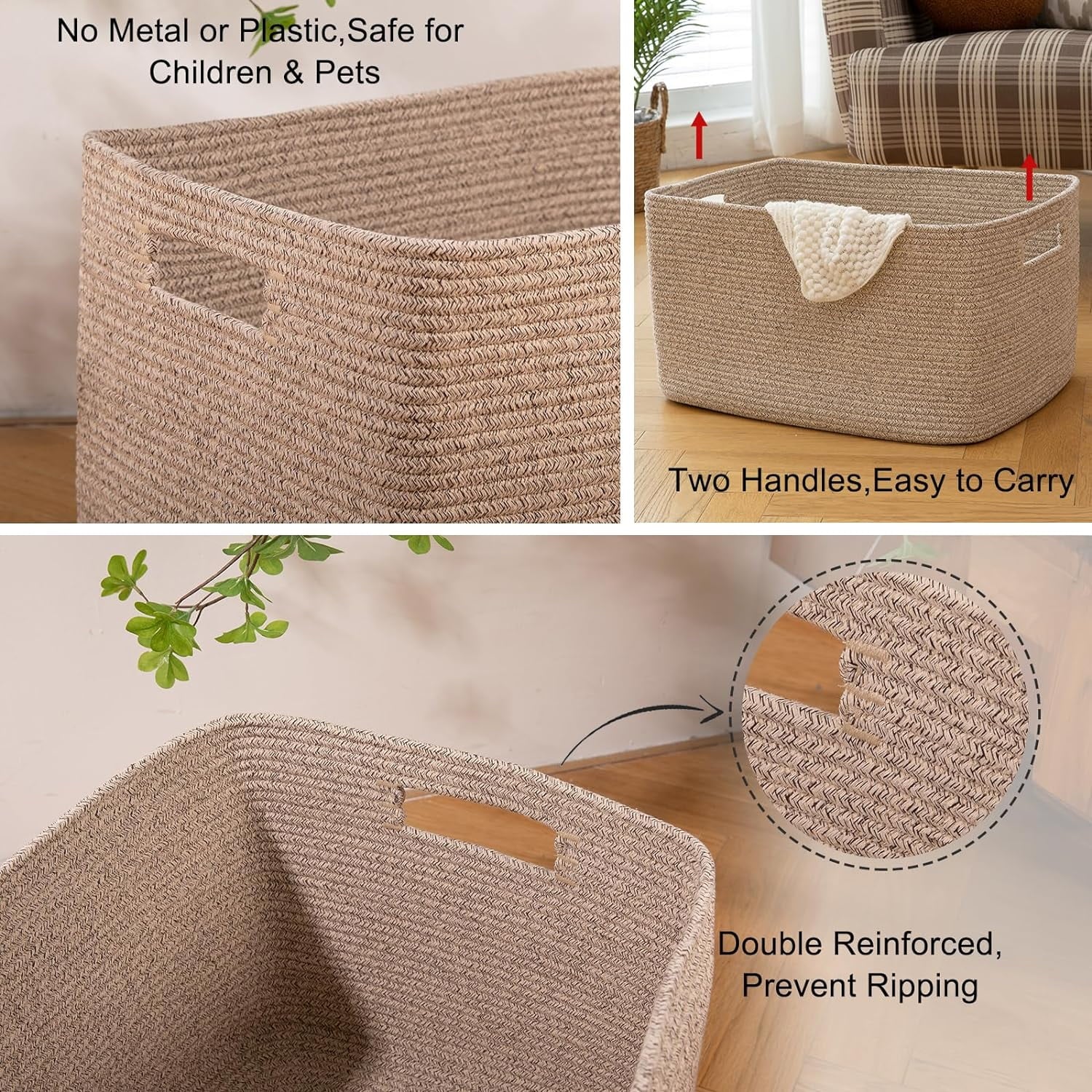 118L XXXLarge Cotton Rope Storage Basket Oversized Blanket Basket Used for Organizing Dirty Clothes in Living Room Bedroom Nursery Dog Toy Storage Bins 25" x 17" x 16",Grey – Practical Home Organization with a Practical Everyday Design