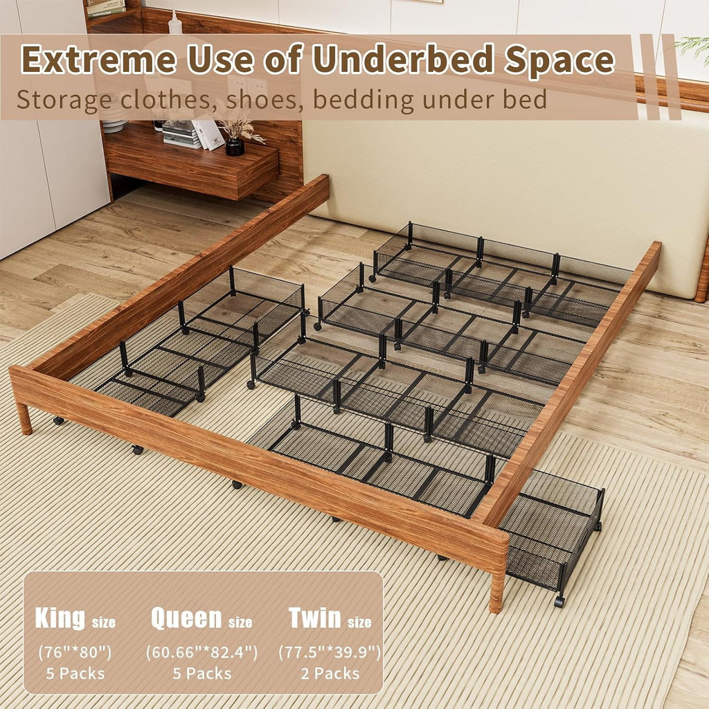 47.2'' Long Under Bed Storage on Wheels 57.6L Large Capacity Rolling Under the Bed Storage Containers Tool-Free Assembly Foldable Underbed Shoes Clothes Toy Drawers – Everyday Household Format with a Practical Everyday Design
