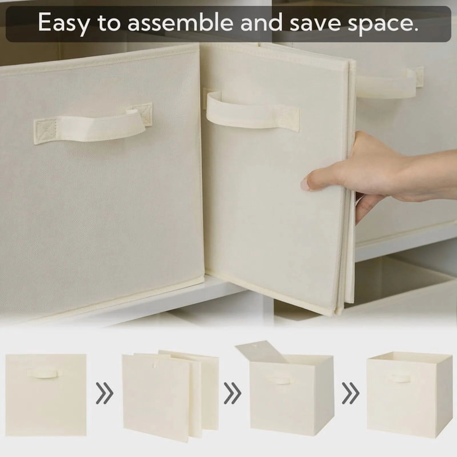 13 Inch Fabric Storage Cubes - Sturdy Collapsible Storage Bins & Handle，Storage Organizer for Organizing Beige Storage Baskets 6-Pack – Everyday Household Format with a Practical Everyday Design