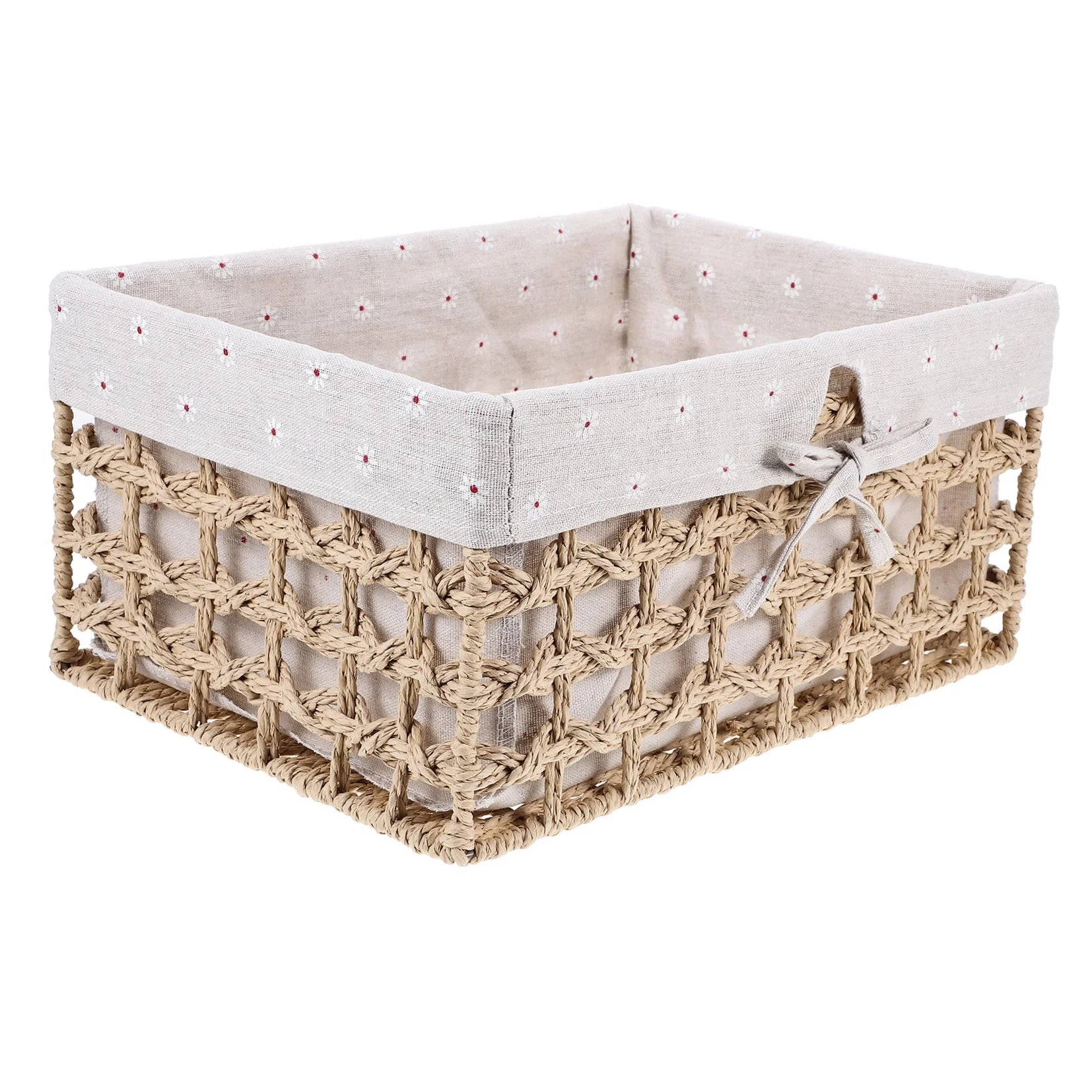 Rustic Storage Bins Grass Basket Cube Boxes with Lids Fabric Toy Sundries – Multiroom Organization Format with a Practical Everyday Design