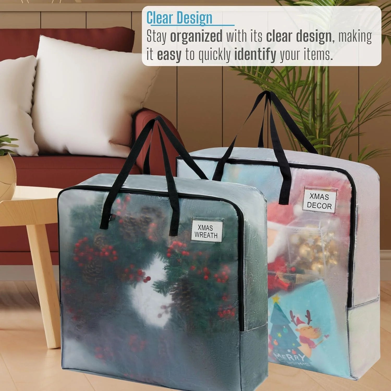 4 Pack Wreath Storage Bag Summer Christmas Decoration Garland Container 30 Inch Clear Door Wreath Organizers Moving Boxes Packing Supplies for College – Clear-View Organization with a Practical Everyday Design