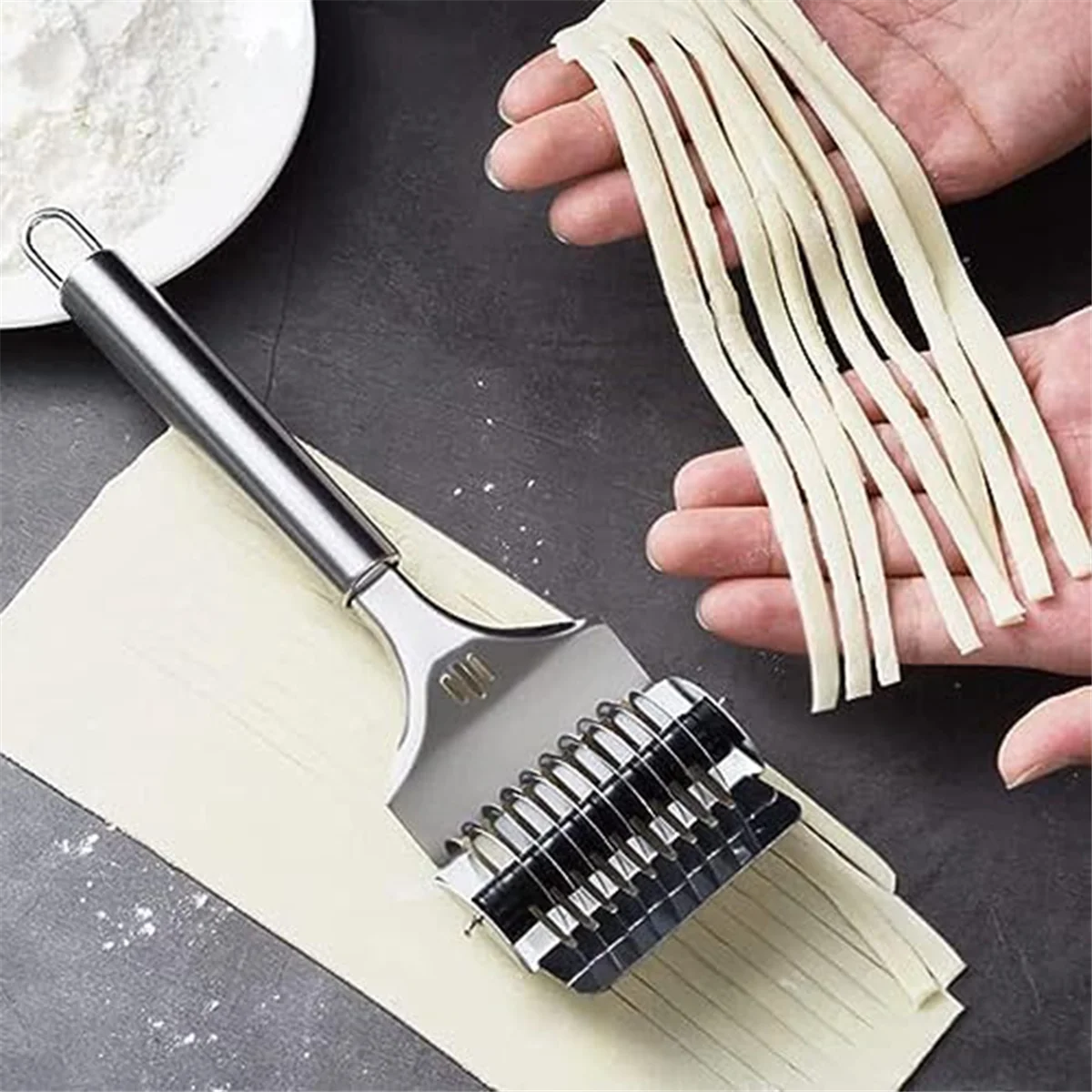 High Grade Stainless Steel Noodle Lattice Roller Dough Cutter for Kitchen Cooking Tools – Durable Stainless Steel Construction with a Practical Everyday Design