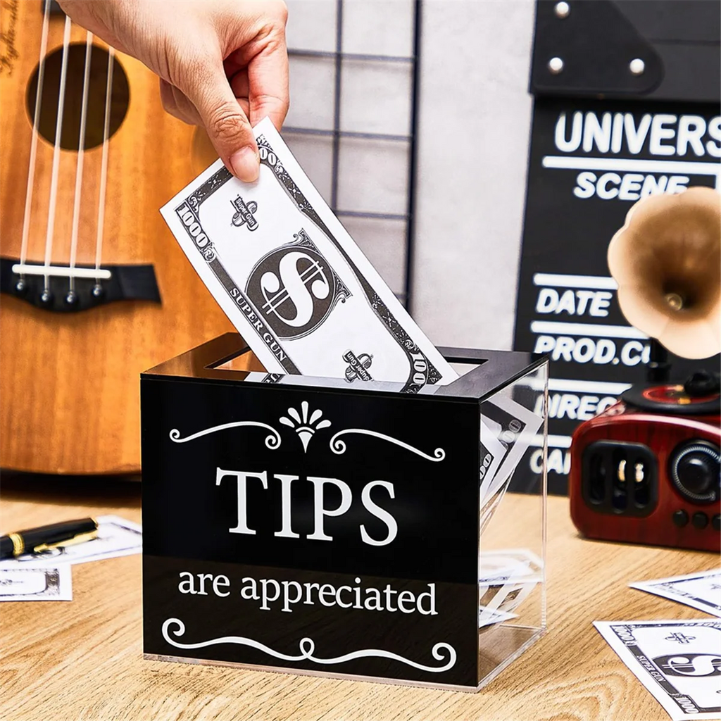Tip Jars for Money Acrylic Cash Box Donation Bucket 6x4x5 Inch Storage Container Suggestion Raffle – Practical Home Organization with a Practical Everyday Design