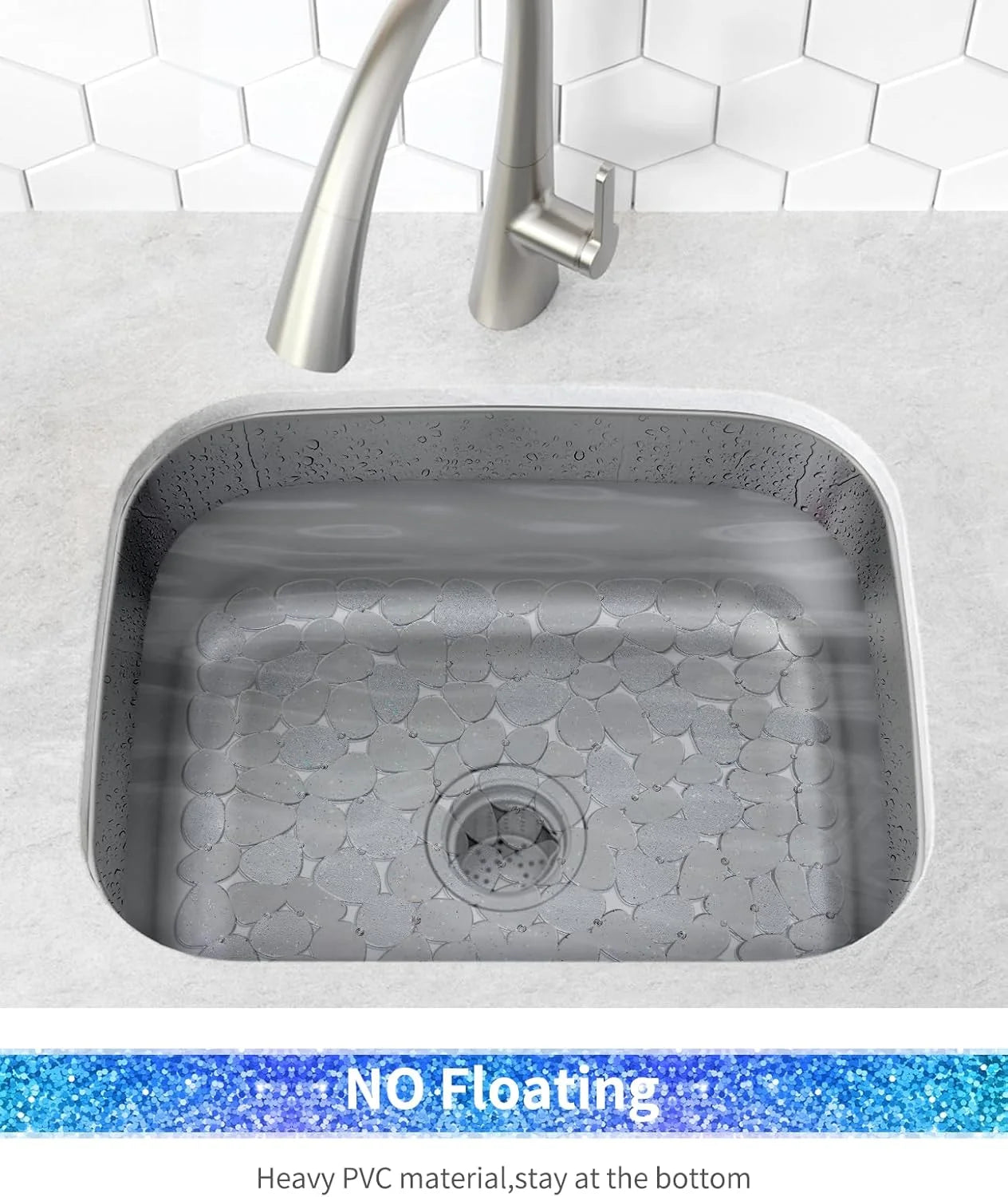 Bligli Pebble Sink Mat 2-Pack - PVC Kitchen Protector for Stainless Steel/Ceramic Dish Drying Mat for Dishes 15.7" x 11.8" Bling Clear – Clear-View Organization with a Practical Everyday Design