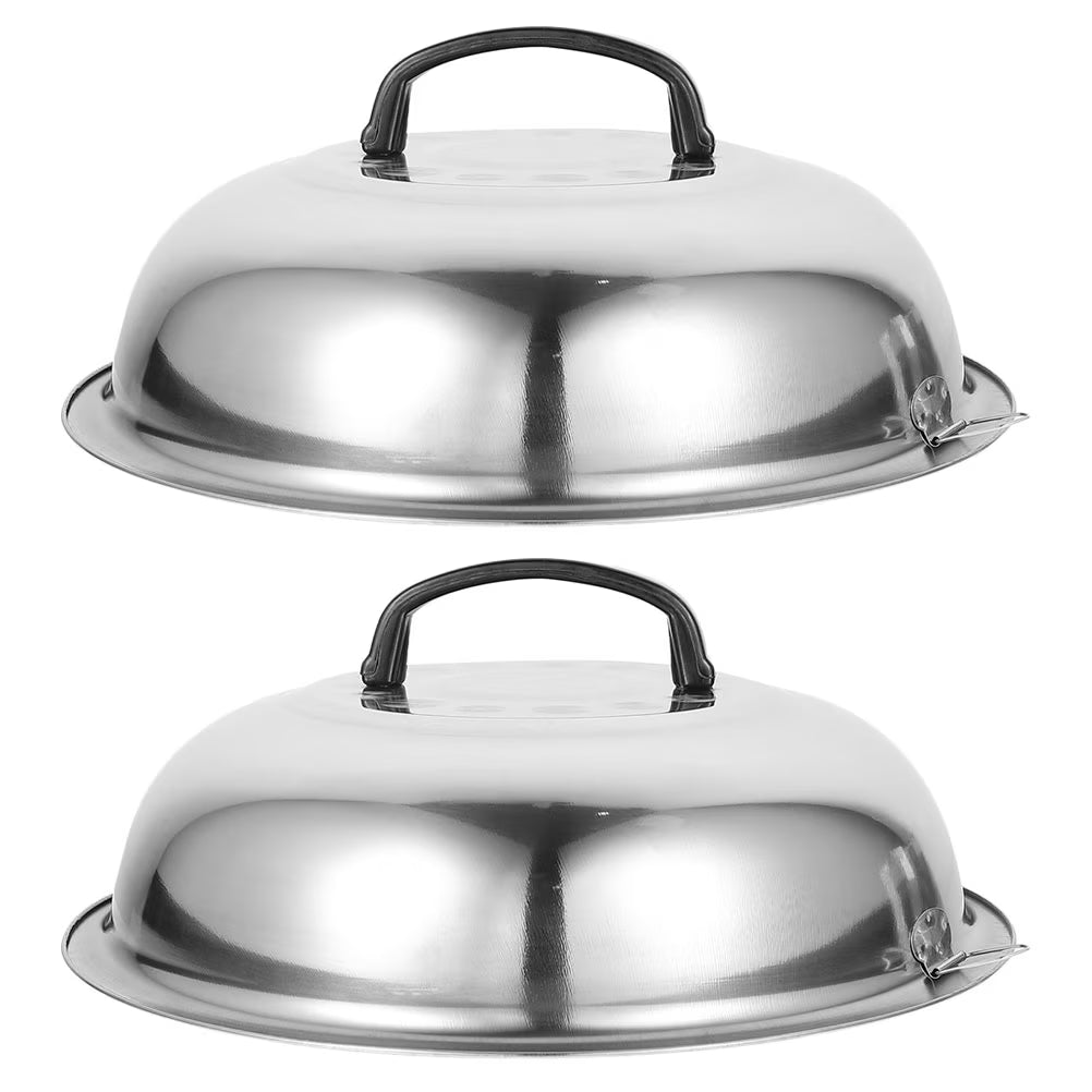 unbranded 2Pcs Stainless Steel Pot Covers 28.5cm Pot Lids Kitchen Accessories (Silver) – Durable Stainless Steel Construction with a Practical Everyday Design