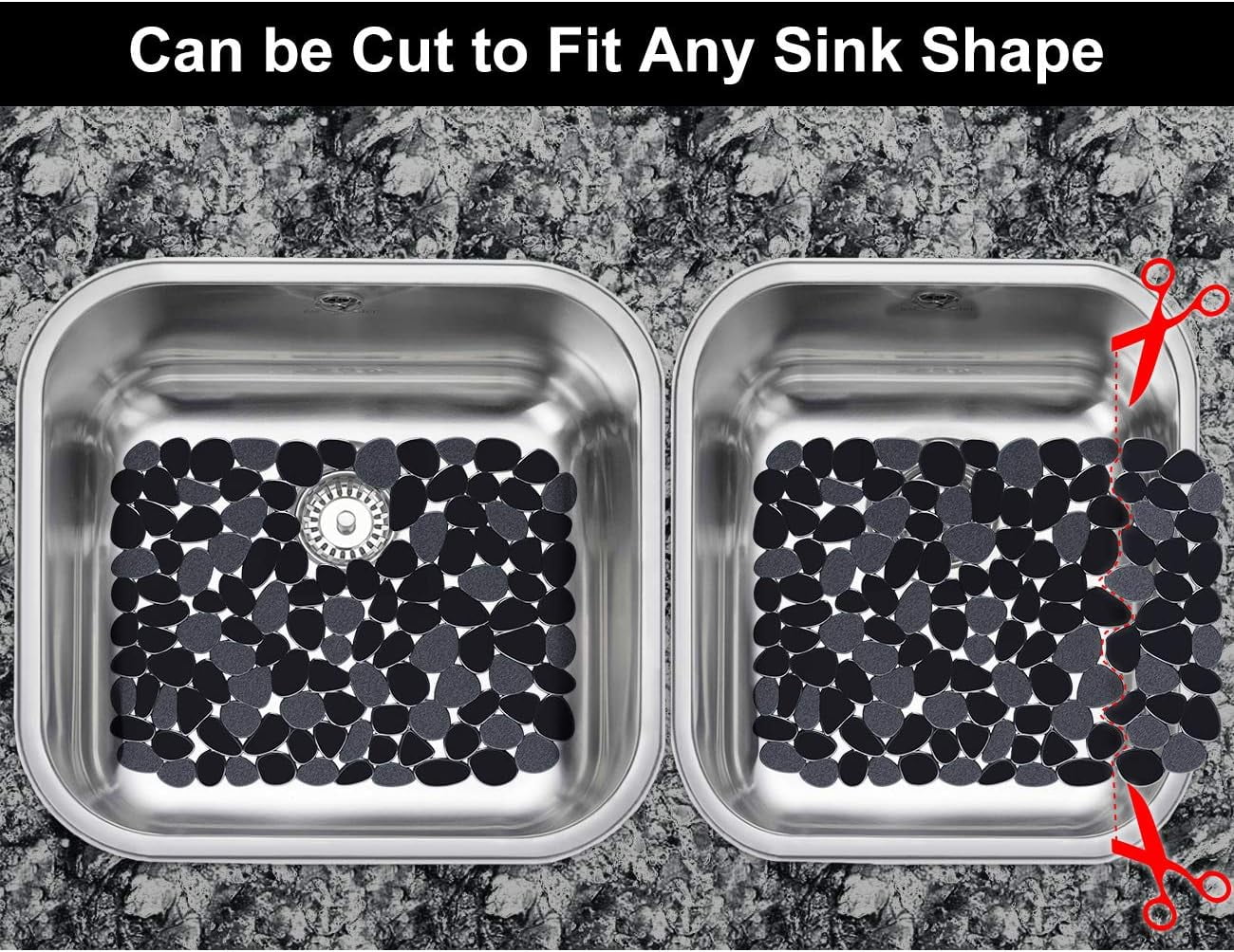 Bligli Pebble Sink Mat 2-Pack - PVC Kitchen Protector for Stainless Steel/Ceramic Dish Drying Mat for Dishes 15.7" x 11.8" Black – Durable Stainless Steel Construction with a Practical Everyday Design