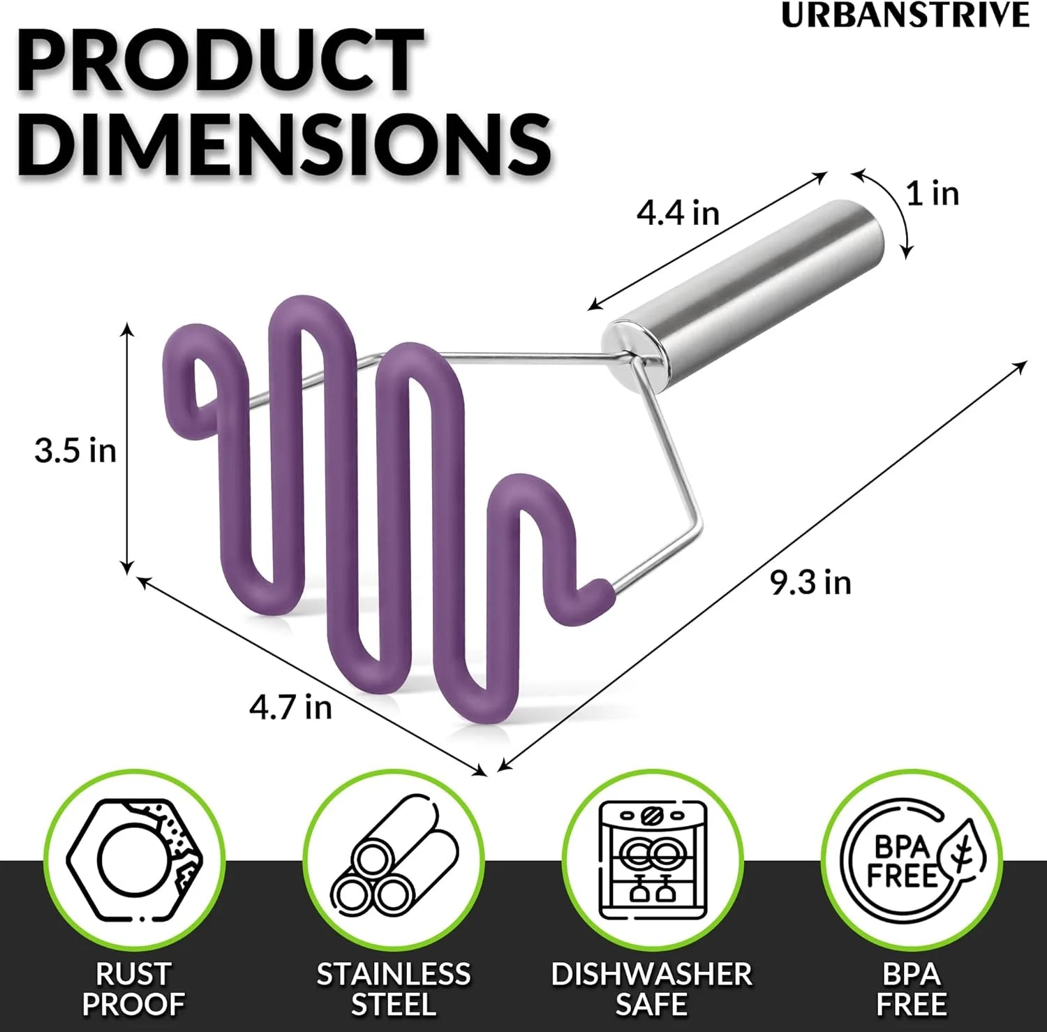 Scratch-resistant silicone potato mash maker kitchen tool stainless steel outer layer wrapped with durable silicone. – Durable Stainless Steel Construction with a Practical Everyday Design