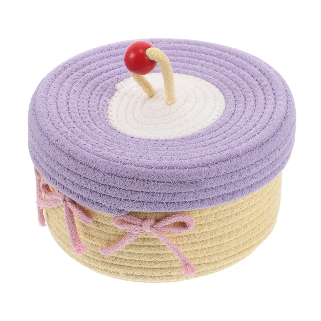 Woven Cotton Rope Basket With Lid Jewelry Storage Box Cute Basket Cotton Rope Basket Storage Woven Basket Woven Rope Basket Bathroom Basket Organizer – Secure Lid Design with a Practical Everyday Design