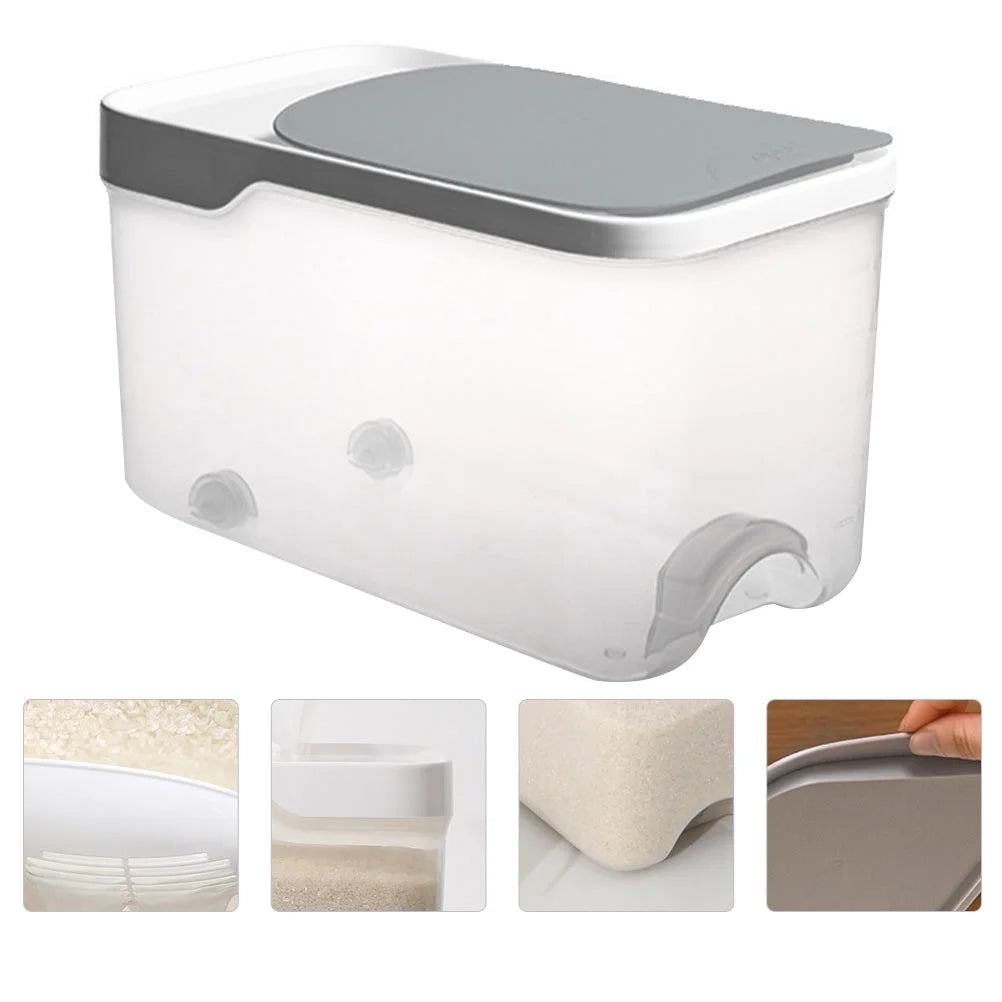 20 Catties Rice Storage Box Jar Cereal Container Dispenser Office Grey – Practical Home Organization with a Practical Everyday Design