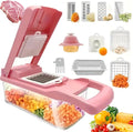 14Pcs Multi-Functional Vegetable Cutter & Slicer Trendgolden Food Chopper Stainless Steel Blades Kitchen Gadgets & Accessories (Pink) – Durable Stainless Steel Construction with a Practical Everyday Design