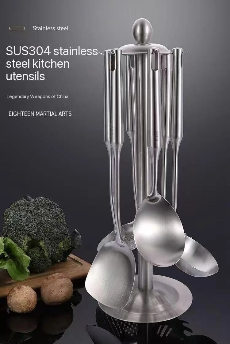 Well-crafted 7-Piece Gold Kitchen Utensil Set with Stand Stainless Steel Cooking Tools- Dishwasher Suitable Ladle Spoon Spatula Pasta Fork Luxury Brass Kitchen Accessories for Home – Durable Stainless Steel Construction with a Practical Everyday Design