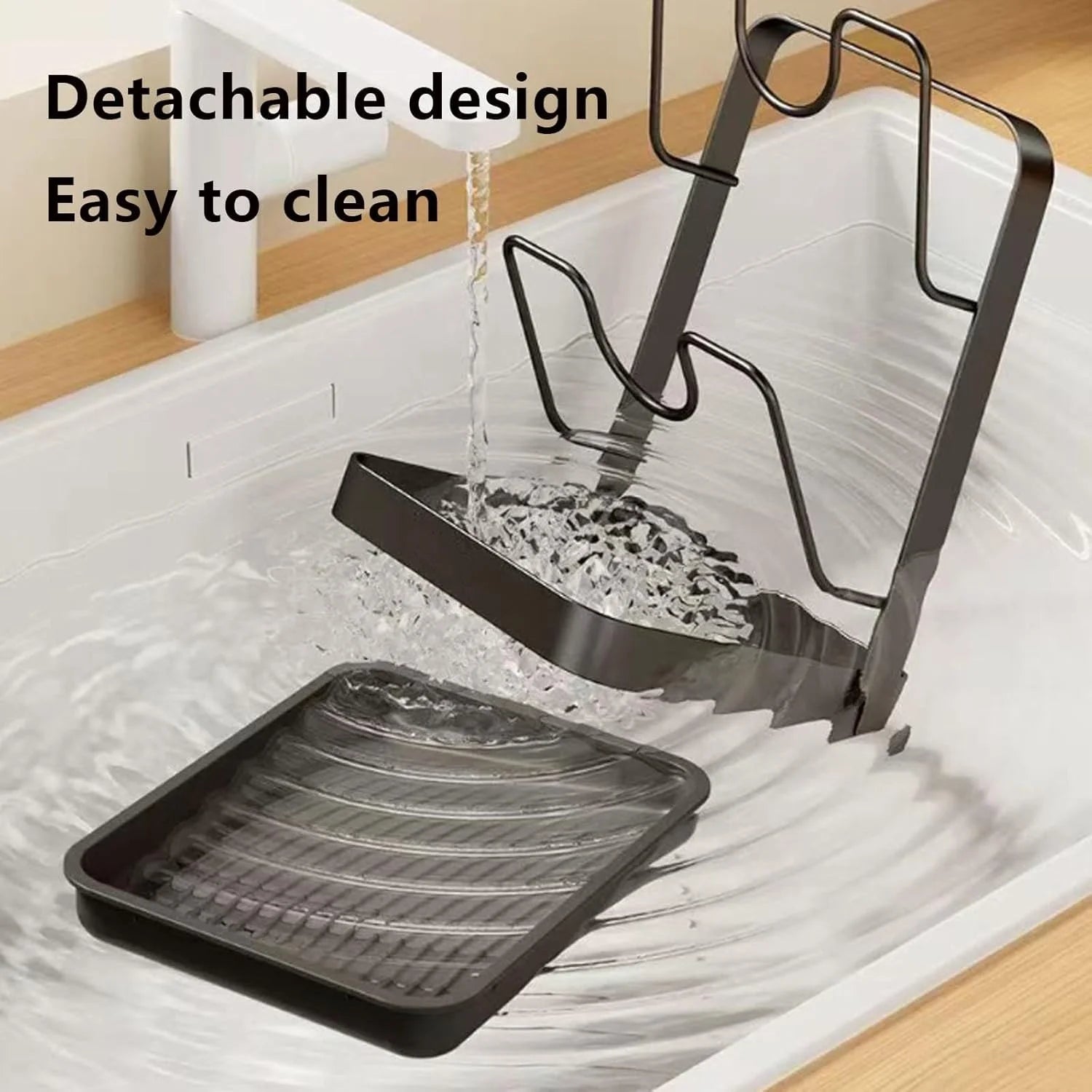 Kitchen Pot Lid Storage Rack 304 Stainless Steel Pot Lid Holder While Cooking Multifunctional Kitchen Pot Cover Organizer for Countertop With Removable Drip Tray – Durable Stainless Steel Construction with a Practical Everyday Design