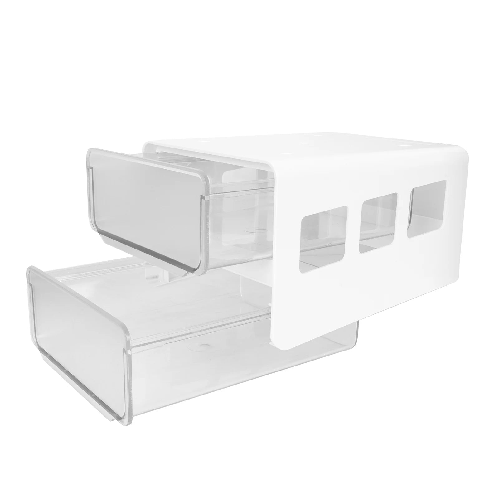 Double Storage Box Desktop Boxes Bins Table Shelf Office White – Multiroom Organization Format with a Practical Everyday Design
