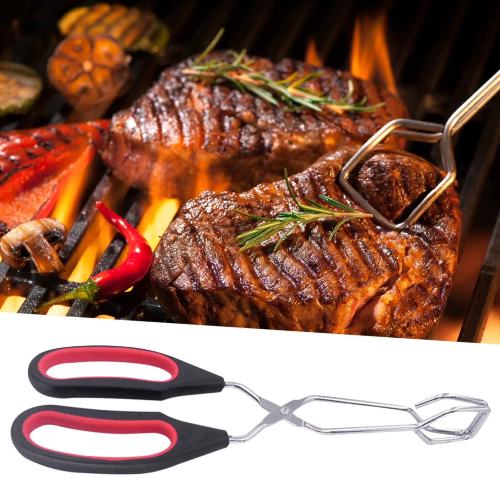 Scissor Tongs with Silicone Tips 23.5x7.5cm Stainless Steel Nonstick Kitchen Cooking Tool – Durable Stainless Steel Construction with a Practical Everyday Design