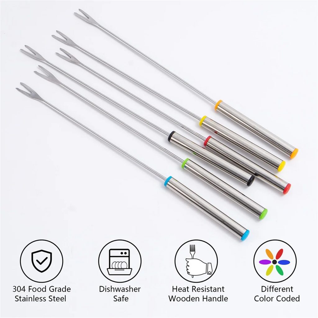 12PCS 9.5 Inch Color-Coded Stainless Steel Fondue Forks Cheese Fork Fruit with Heat-Blocking – Durable Stainless Steel Construction with a Practical Everyday Design