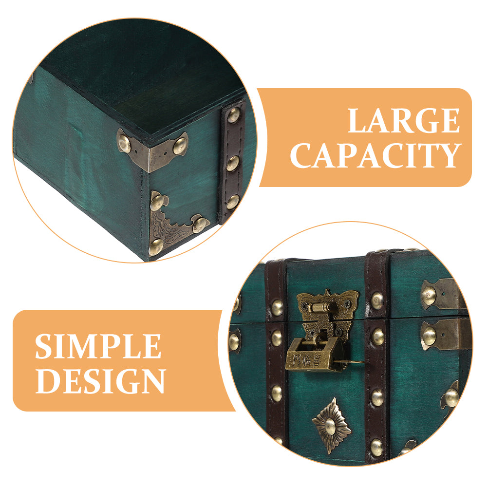 Wooden Storage Box Keepsake Stash Photo Treasure Chest Crate Dark Green – Natural-Look Construction with a Practical Everyday Design