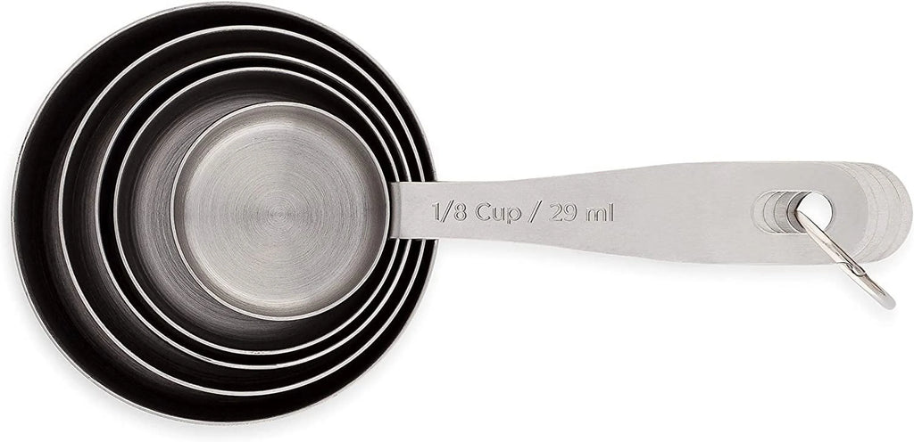 Stainless Steel Measuring Cups Heavy-Duty 5-Piece Set with Storage Ring – Kitchen Measuring Tools – Durable Stainless Steel Construction with a Practical Everyday Design