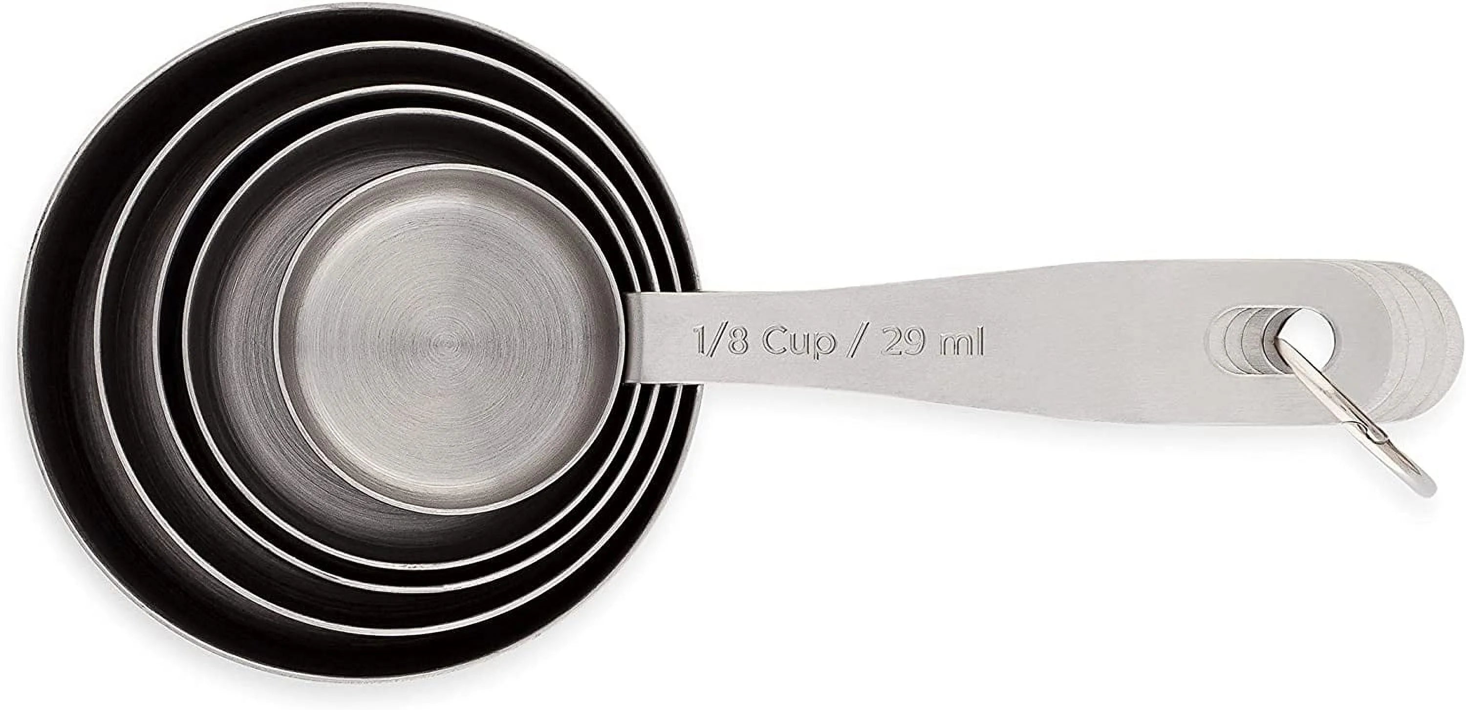 Stainless Steel Measuring Cups Heavy-Duty 5-Piece Set with Storage Ring – Kitchen Measuring Tools – Durable Stainless Steel Construction with a Practical Everyday Design