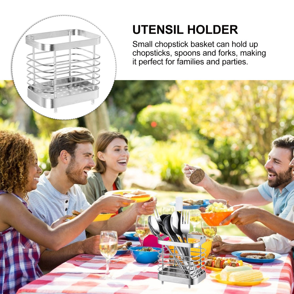unbranded 2pcs Stainless Steel Cutlery Holder Kitchen Worktop Spoon Stand Space-saving Kitchen Utensil Holder – Durable Stainless Steel Construction with a Practical Everyday Design