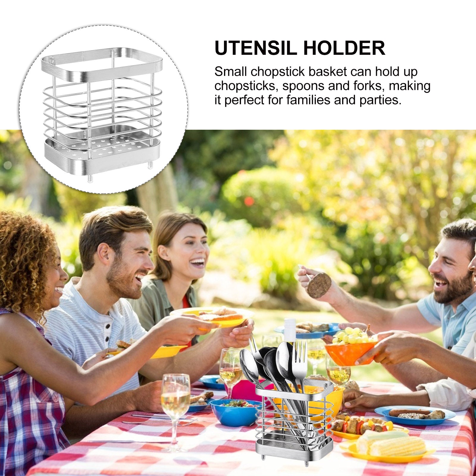 unbranded 2pcs Stainless Steel Cutlery Holder Kitchen Worktop Spoon Stand Space-saving Kitchen Utensil Holder – Durable Stainless Steel Construction with a Practical Everyday Design