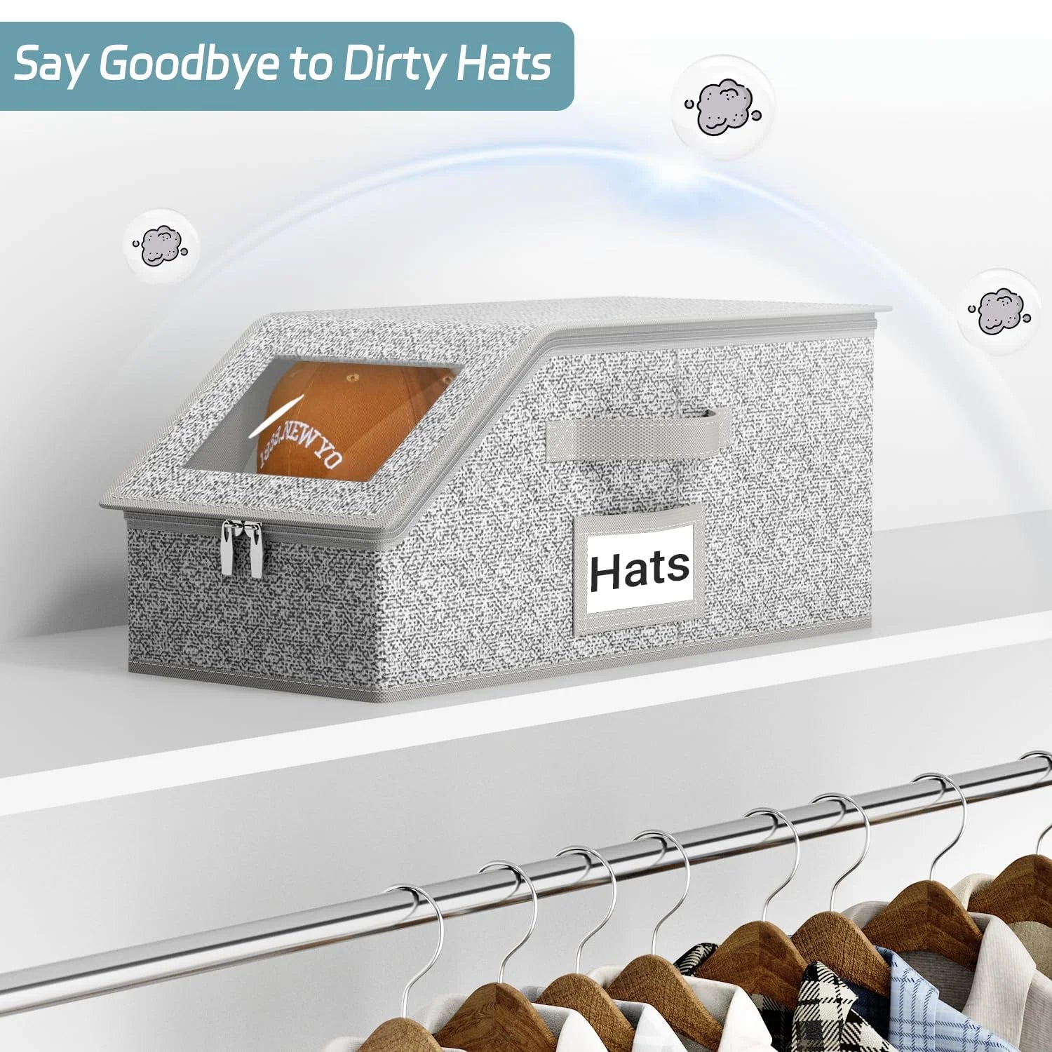 2 Pcs Stackable Hat Storage for Baseball Caps Holds up to 24 Caps Hat Organizer for Closet Sturdy Snapback Boxes for Men with Cardboard Grey – Stackable Organization with a Practical Everyday Design