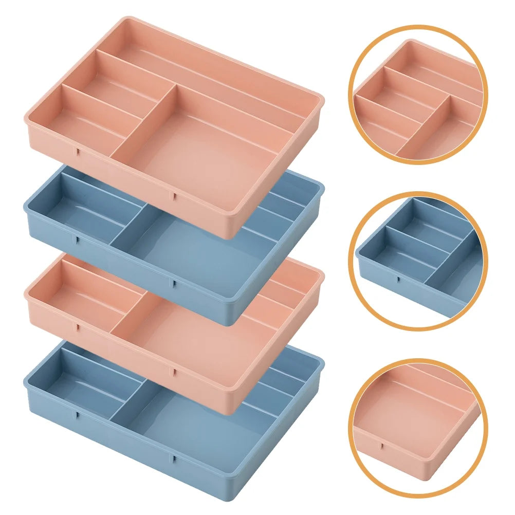 4 Pcs Office Storage Bins Drawers Four Grid Box Four-grid Compartment Case – Compartmented Organization with a Practical Everyday Design
