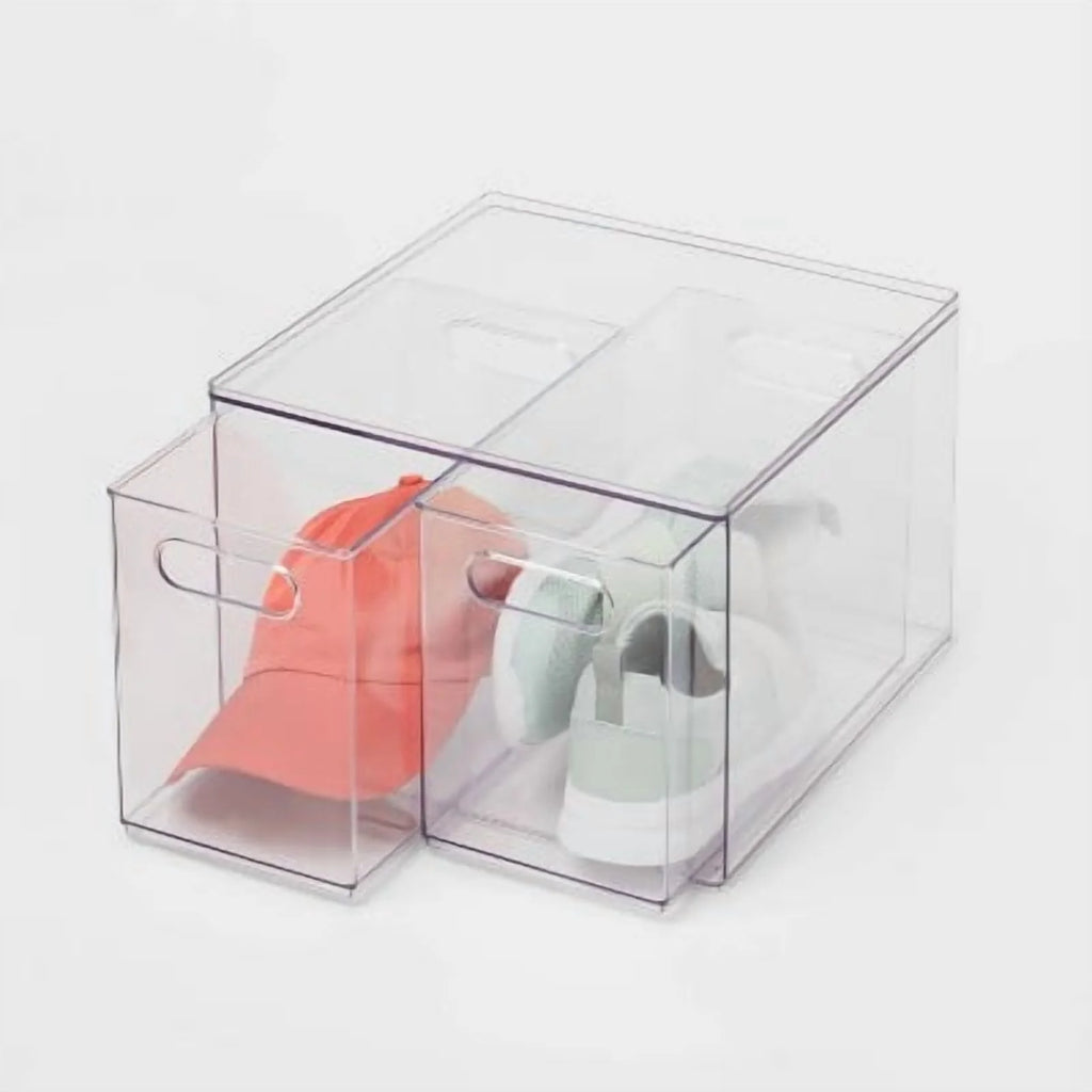 All Purpose 2 Drawer Storage ClearAcrylic Utility Bins,1352 Volume,H 12.6D 12.2 – Practical Home Organization with a Practical Everyday Design