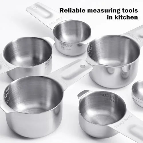 Measuring Cups 7PCS Stainless Steel Measuring Cups with a Storage Bag for Cooking & Baking Dishwasher Suitable – Durable Stainless Steel Construction with a Practical Everyday Design