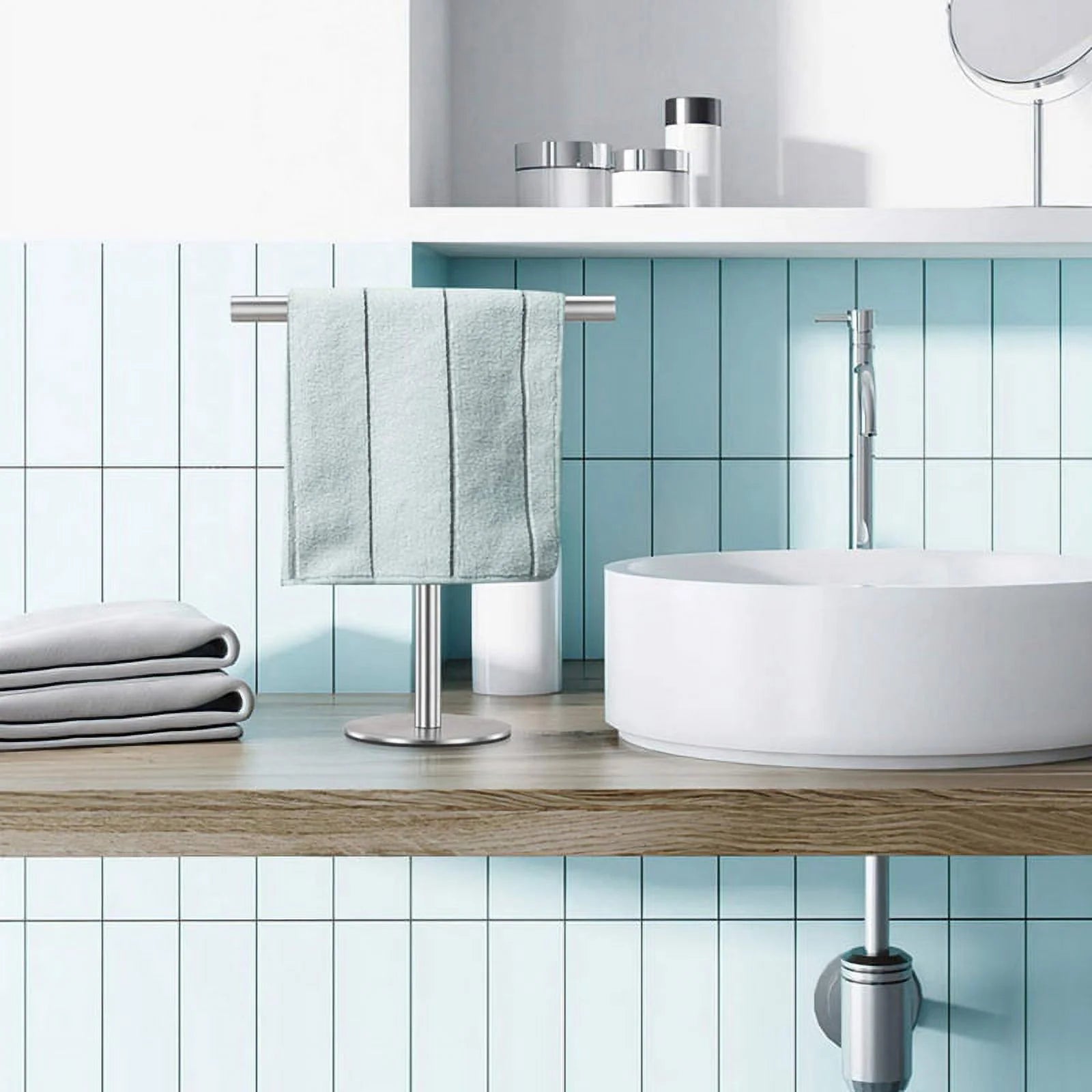 Brushed Standing Towel Rack Heavy Duty Base Stainless Steel T-Shaped Hand Towel Stand for Bathroom Kitchen. – Durable Stainless Steel Construction with a Practical Everyday Design