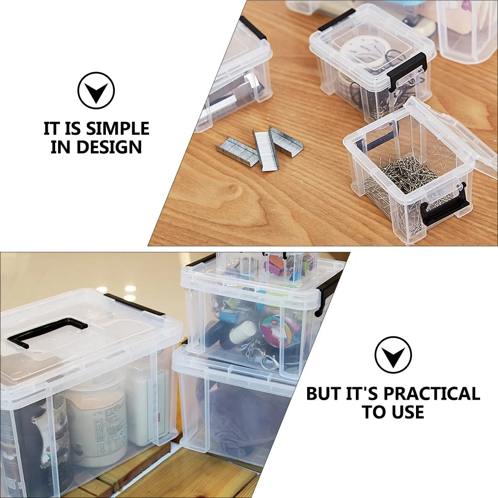 4Pcs Multi-functional Toy Storage Box Plastic Sundries Organizer with Lid Handles 8.5x6.5x5.0cm – Secure Lid Design with a Practical Everyday Design