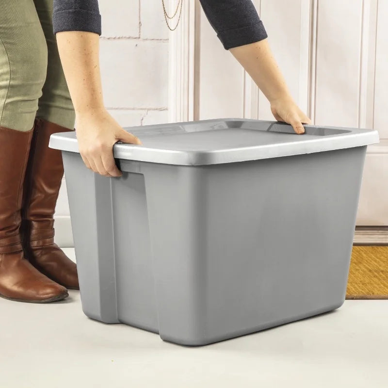 2-Pack 18 Gallon Heavy-Duty Plastic Storage Bins with Snap-On Lids - Durable Stackable Gray Organizers for Home Garage Pantry & Office - Space-Saving Rectangular Design with Reinforced Handles – Stackable Organization with a Practical Everyday Design