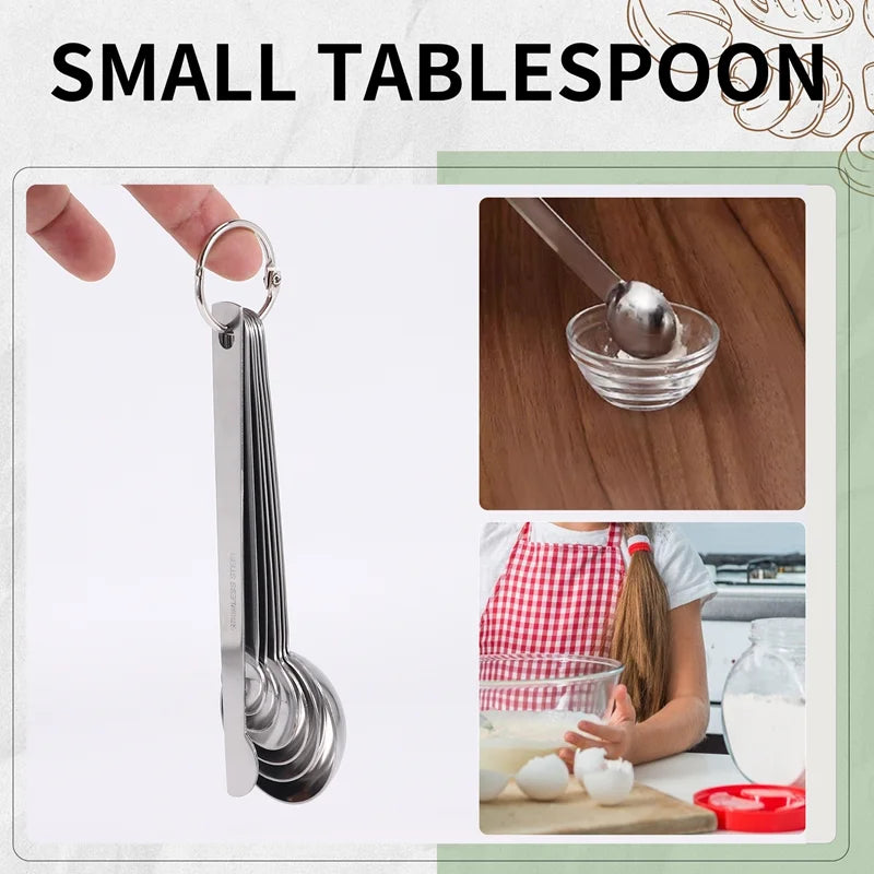 Stainless Steel Measuring Spoons Cups Set Small Tablespoon Teaspoons Set 6 with Bonus C4662 – Durable Stainless Steel Construction with a Practical Everyday Design
