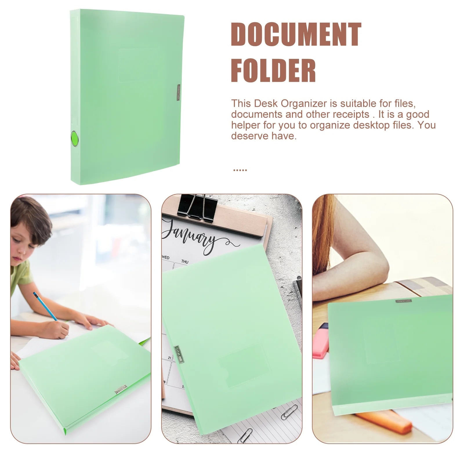 A4 File Box Photo Storage Boxes Organizer Folder Office Light Green – Practical Home Organization with a Practical Everyday Design