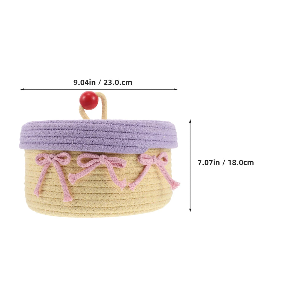 Woven Cotton Rope Basket With Lid Jewelry Storage Box Cute Basket Cotton Rope Basket Storage Woven Basket Woven Rope Basket Bathroom Basket Organizer – Secure Lid Design with a Practical Everyday Design