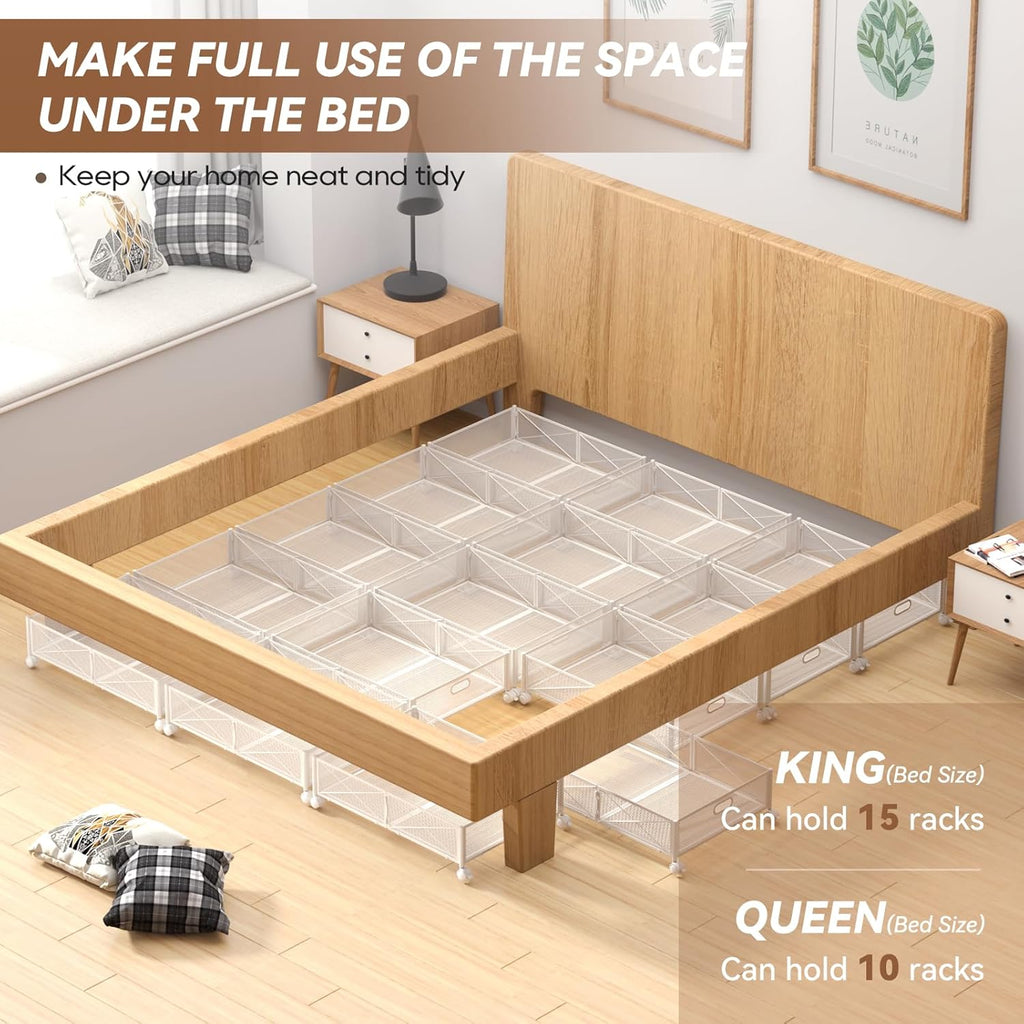 Under Bed Storage Containers with Wheels Under Bed Shoe Storage Organizer Drawer Tool-free Assembly Metal Storage Containers for Bedroom Clothes Shoes Blankets -2PCK – Multiroom Organization Format with a Practical Everyday Design