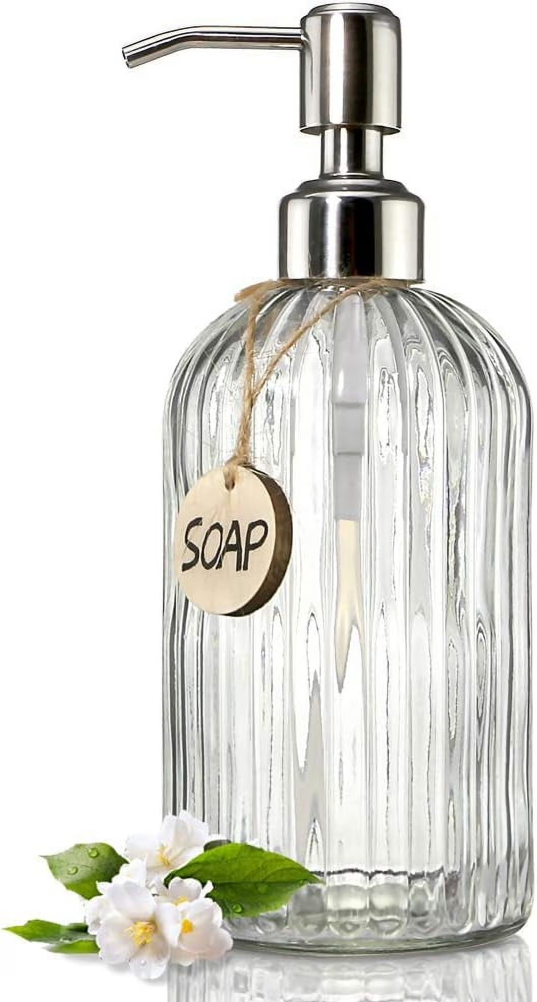 18 Oz Clear Glass Soap Dispenser with Rust-resistant Stainless Steel Pump Refillable Liquid Hand soap Dispenser for Bathroom Well-crafted Kitchen Soap Dispenser – Clear-View Organization with a Practical Everyday Design