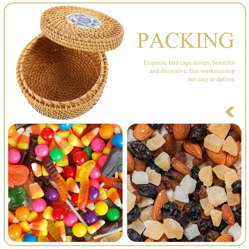 Toy Rattan Nut Box Household Storage Container 14X14X8CM – Practical Home Organization with a Practical Everyday Design