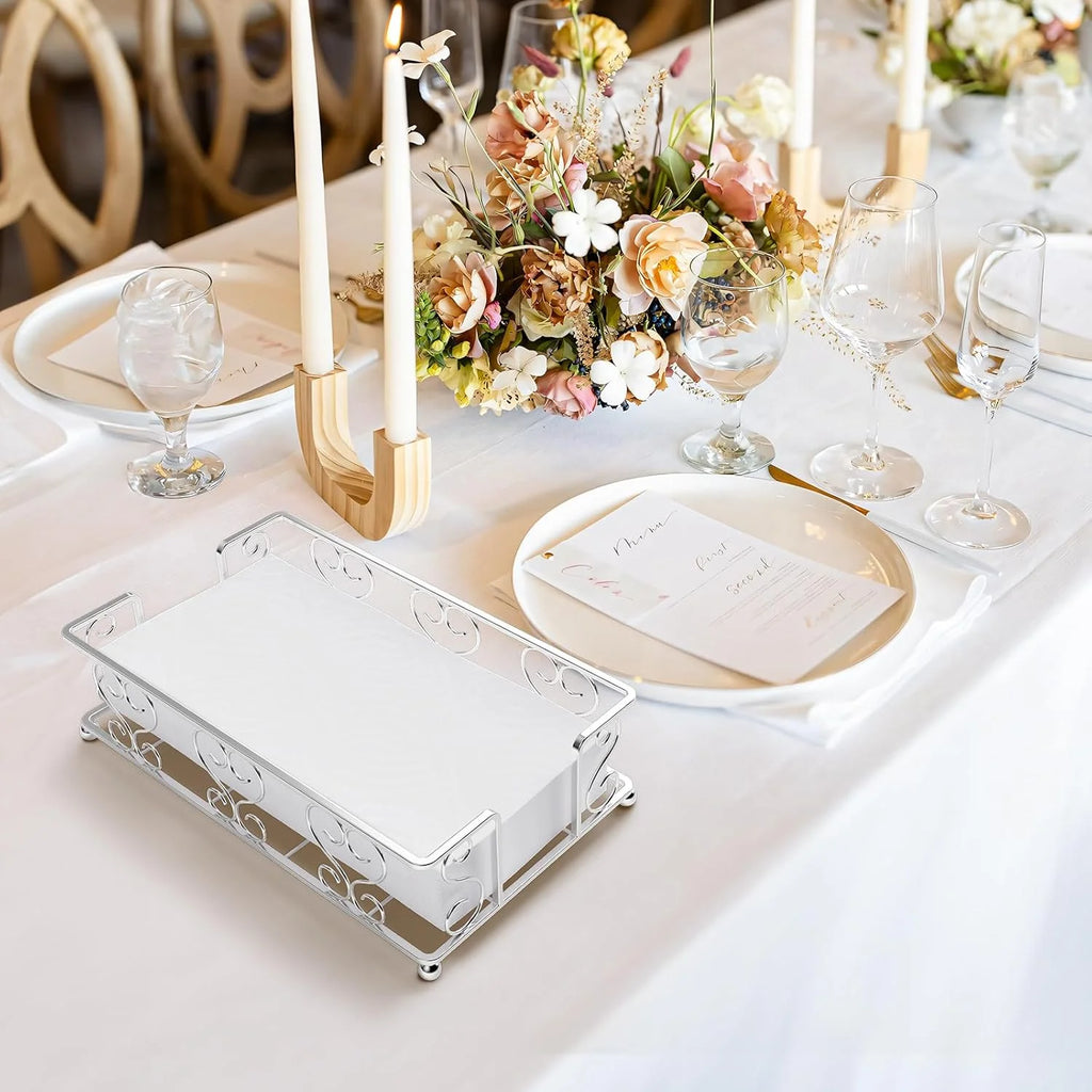 Napkin Holder & Guest Towel Tray - Stainless Steel Disposable Paper Towel Dispenser for Bathroom Table Kitchen Countertop Dinner Table Vanity – Durable Stainless Steel Construction with a Practical Everyday Design