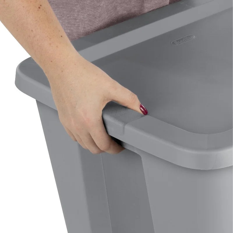 2-Pack 18 Gallon Heavy-Duty Plastic Storage Bins with Snap-On Lids - Durable Stackable Gray Organizers for Home Garage Pantry & Office - Space-Saving Rectangular Design with Reinforced Handles – Stackable Organization with a Practical Everyday Design