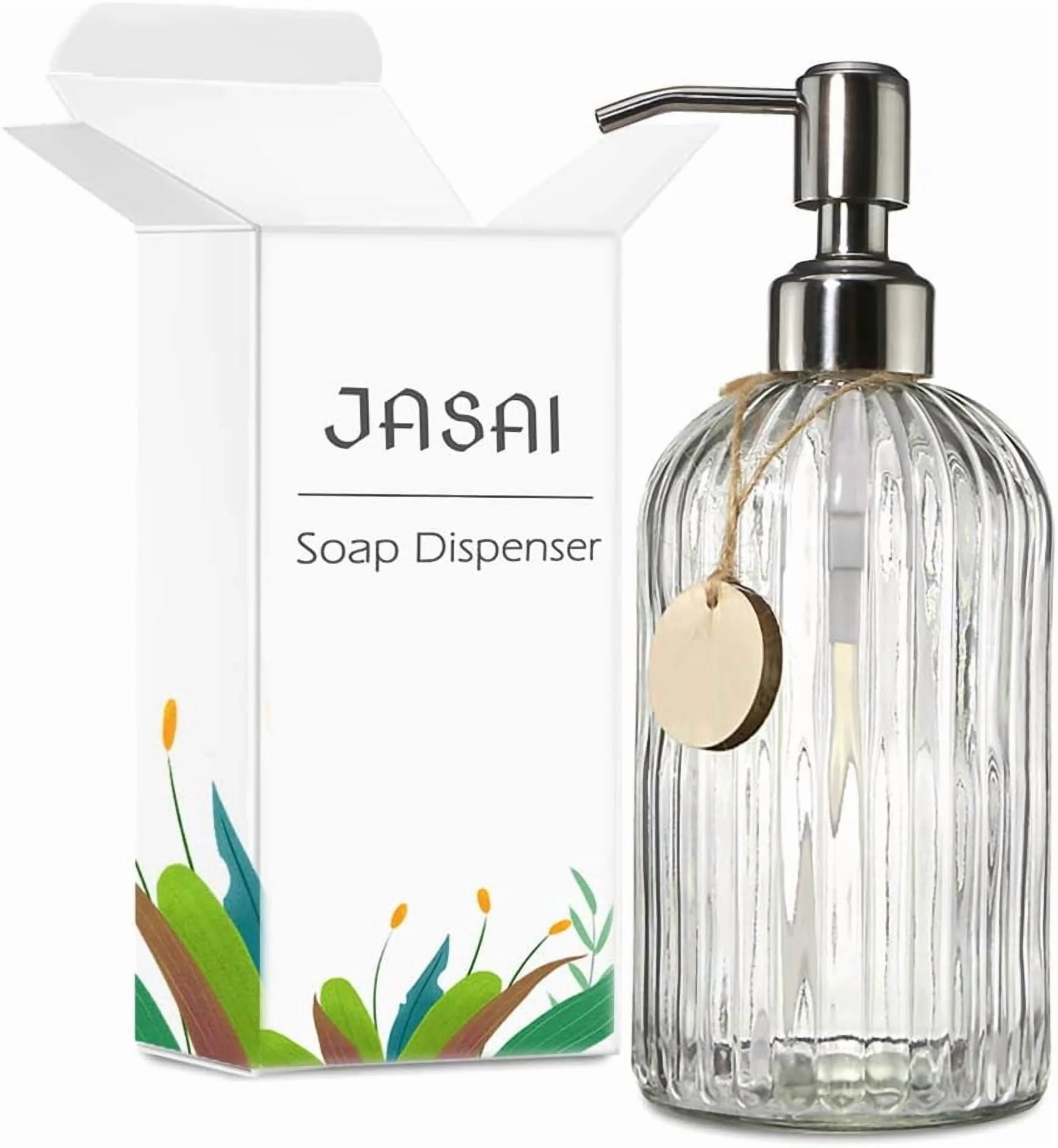 18 Oz Clear Glass Soap Dispenser with Rust-resistant Stainless Steel Pump Refillable Liquid Hand soap Dispenser for Bathroom Well-crafted Kitchen Soap Dispenser – Clear-View Organization with a Practical Everyday Design