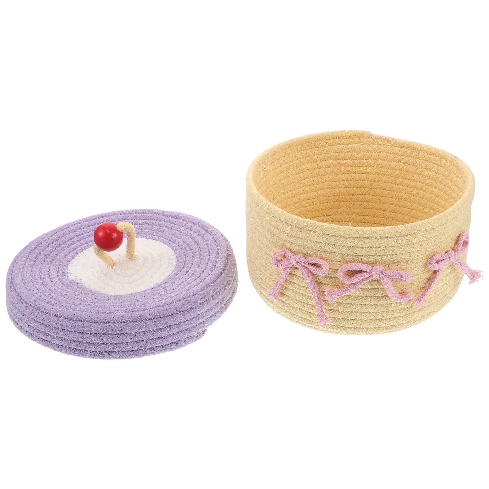 Woven Cotton Rope Basket With Lid Jewelry Storage Box Cute Basket Cotton Rope Basket Storage Woven Basket Woven Rope Basket Bathroom Basket Organizer – Secure Lid Design with a Practical Everyday Design