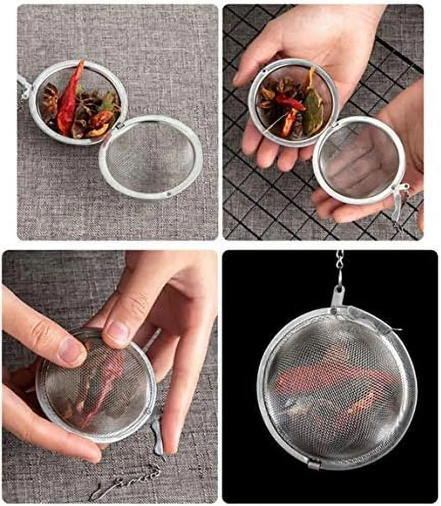 3pcs Stainless steel fine mesh seasoning ball kitchen soup spice stew filter kitchen tool metal tea bag tea ball (3pcs Round Shape),Silver,5cm/6cm/7cm – Durable Stainless Steel Construction with a Practical Everyday Design