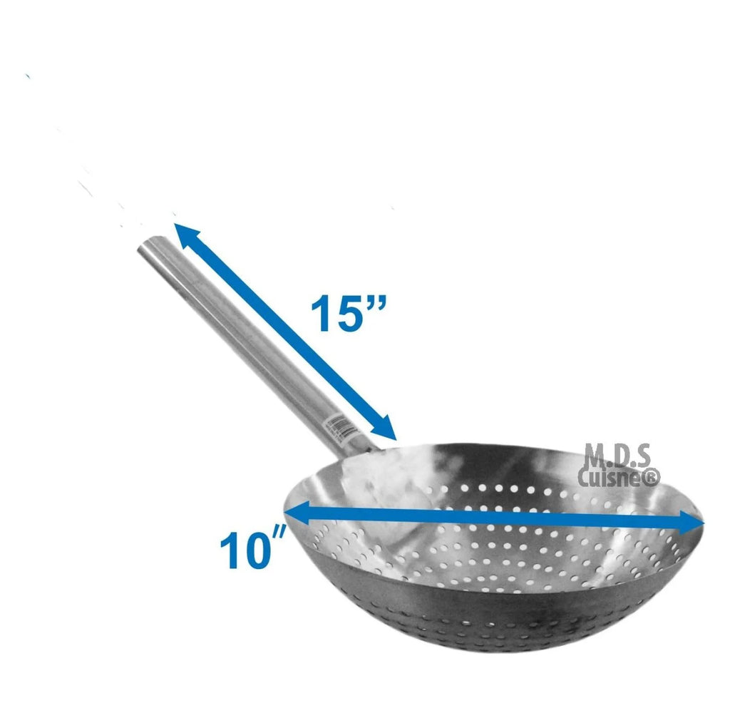 Stir Fry Skimmer Strainer 25" Stainless Steel Spider Ladle for Deep Frying Carnitas Chicken Shrimp - Long Handle Kitchen Tool – Convenient Carry Handles with a Practical Everyday Design
