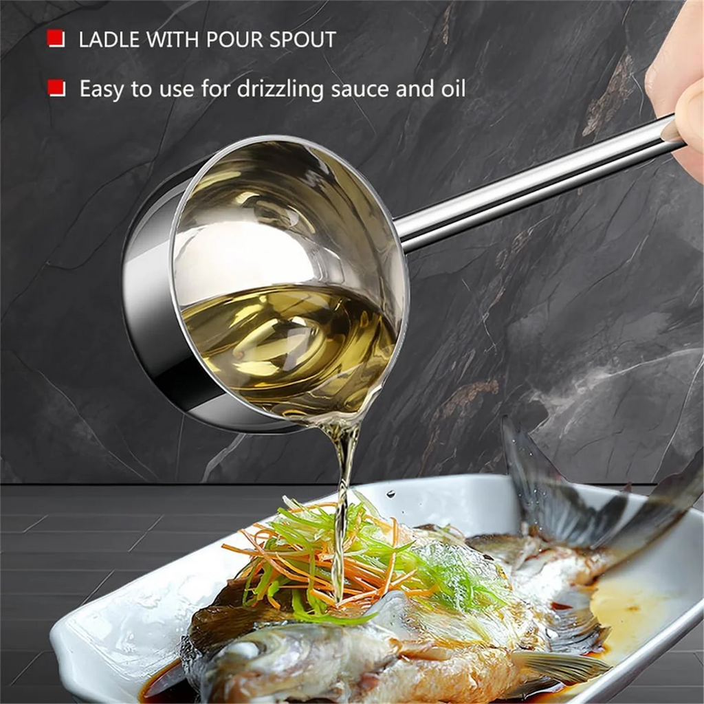 Small Soup Ladle Stainless Steel Metal Deep Spoon with Pour Spout 2 Oz Long Handle Gravy Ladles Heat- 10.5 Inch – Convenient Carry Handles with a Practical Everyday Design