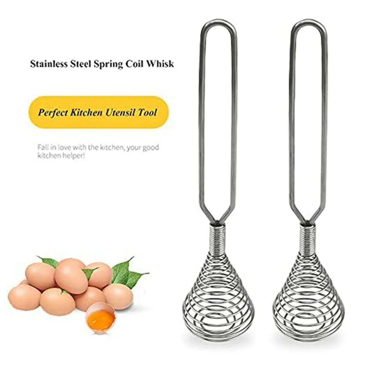 Stainless Steel Spring Coil Whisk Wire Whip-Cream Egg Beater -Cream Hand Mixer Kitchen Tool Accessories for Mixing – Durable Stainless Steel Construction with a Practical Everyday Design