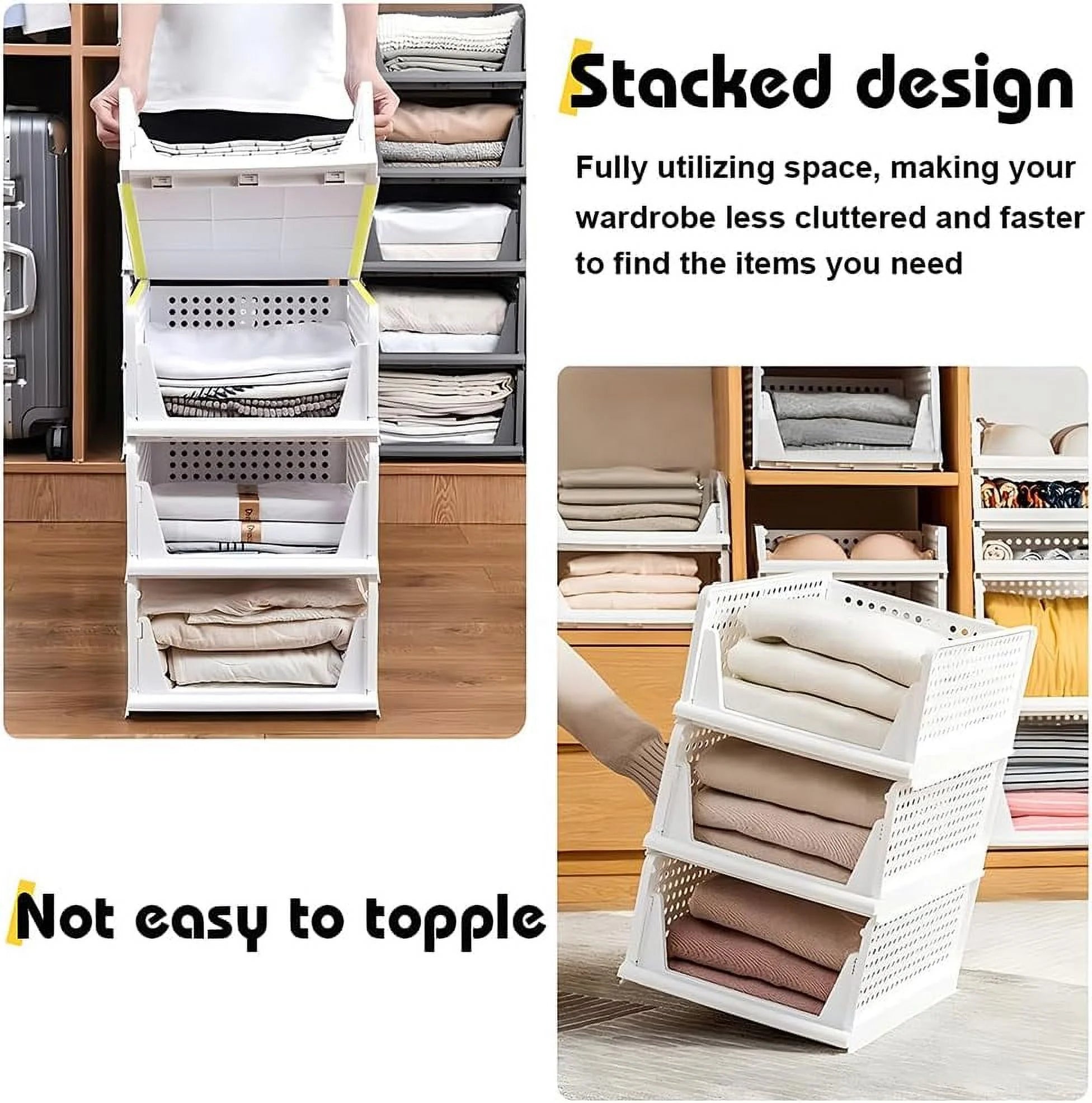 5 Pack Stackable Closet Storage Box,Closet Shelf Organizer and Storage Plastic Drawer Storage,Wardrobe Organizer Closet Organizers Storage Box for Cupboard Kitchen Office(5L) – Stackable Organization with a Practical Everyday Design