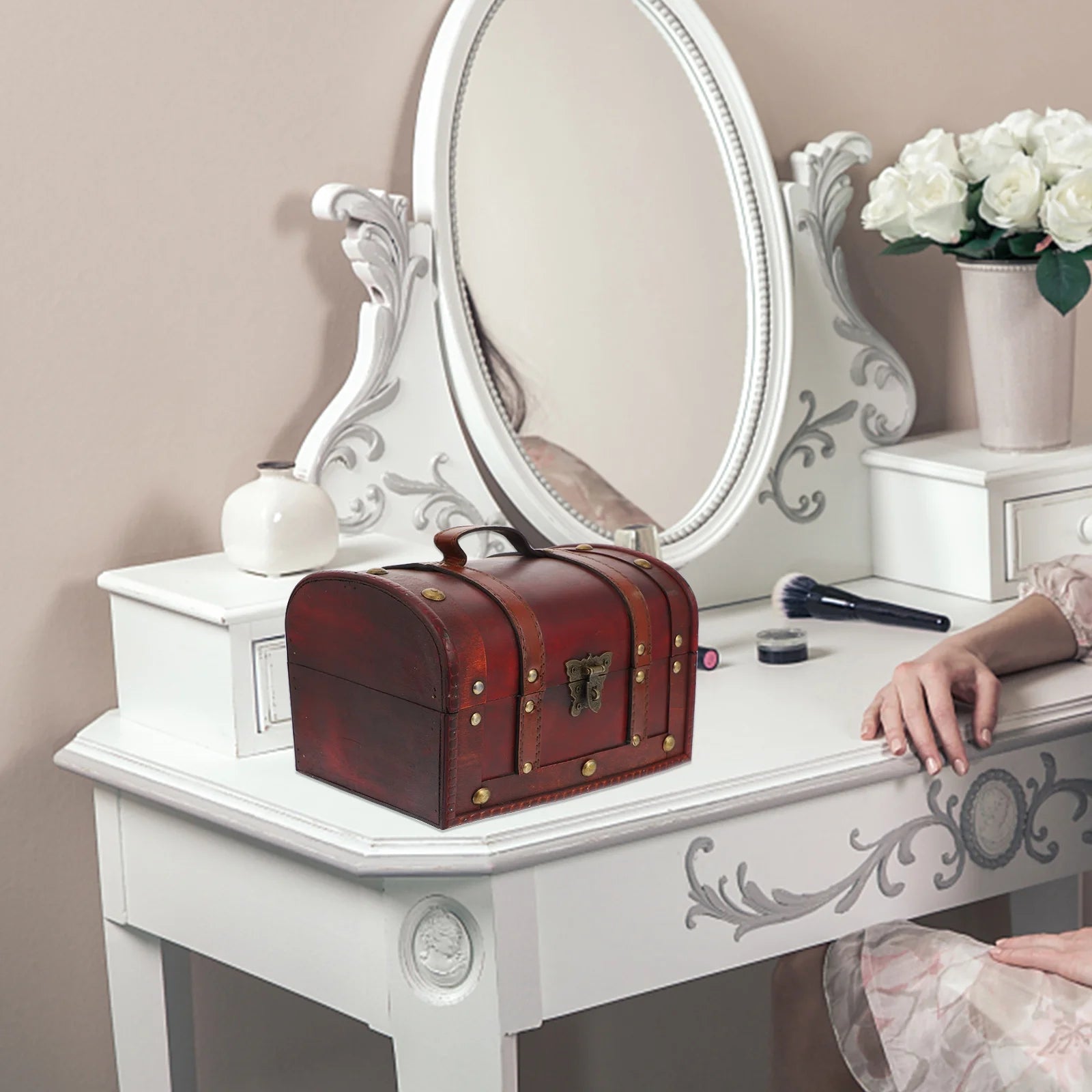 Vintage Storage Container Antique Decorative Boxes with Lids Travel – Secure Lid Design with a Practical Everyday Design