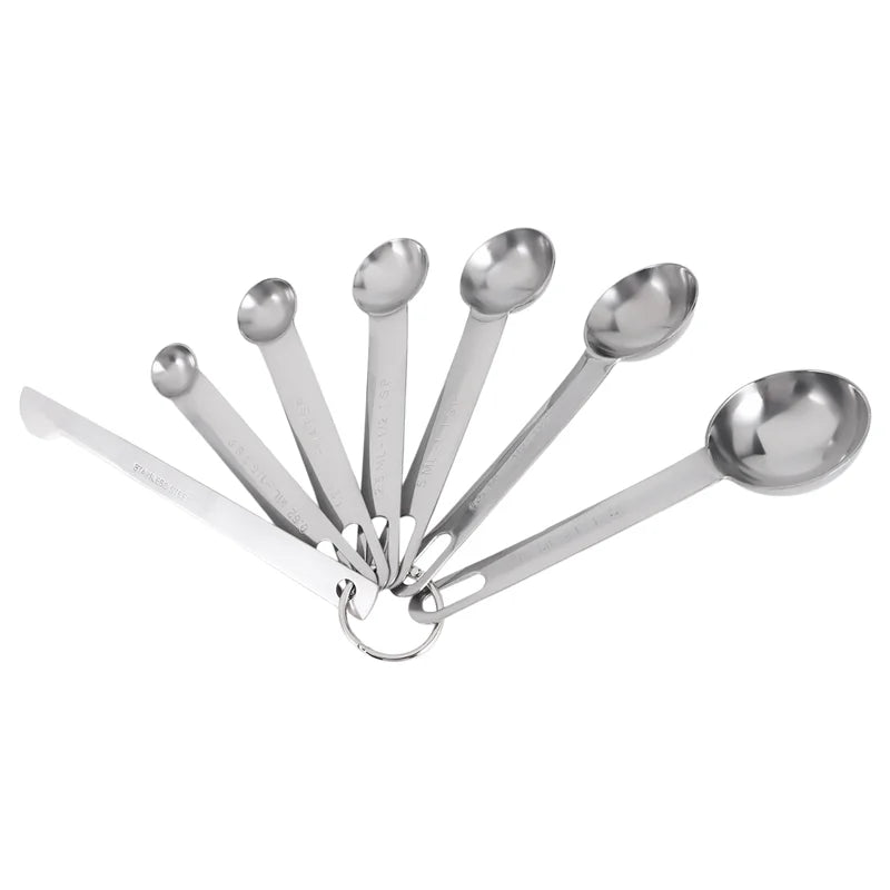 Stainless Steel Measuring Spoons Cups Set Small Tablespoon Teaspoons Set 6 with Bonus C4662 – Durable Stainless Steel Construction with a Practical Everyday Design