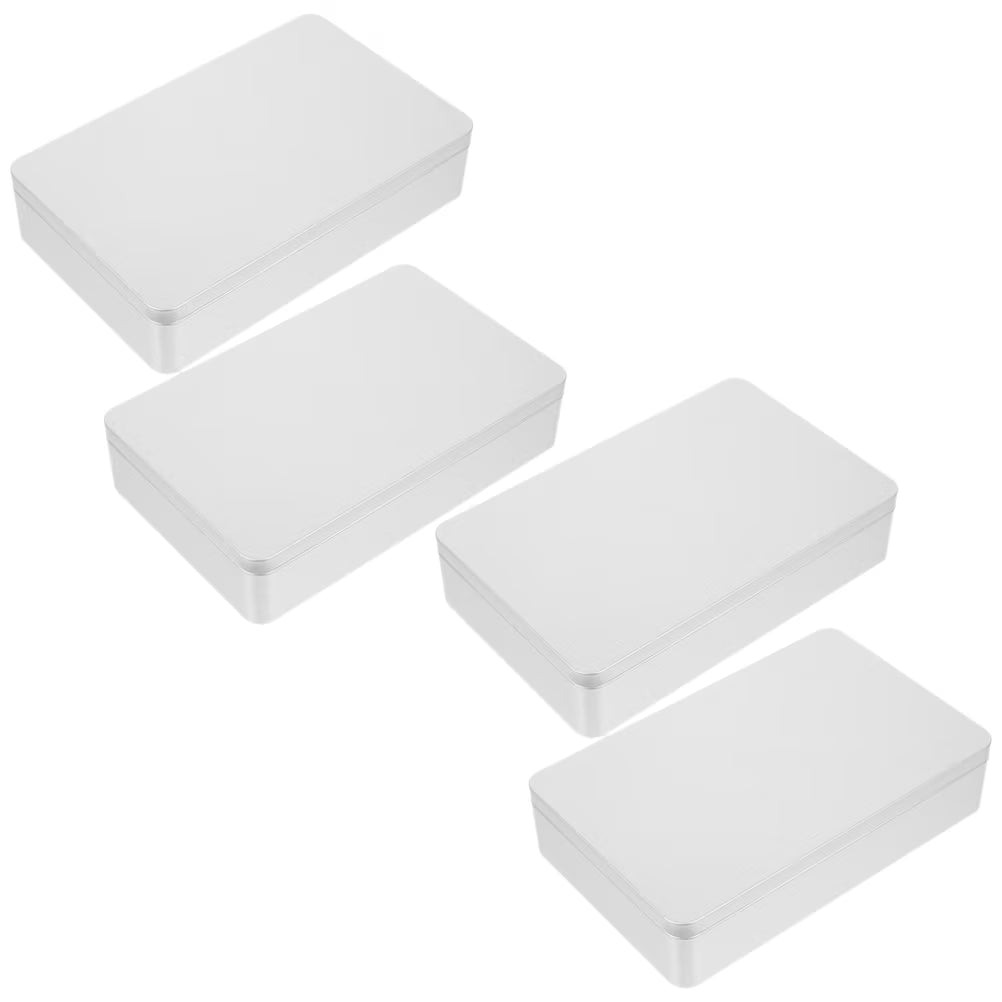 4 Pcs Collapsible Storage Bins Metal Tin Box Compact Lightweight Travel – Everyday Household Format with a Practical Everyday Design
